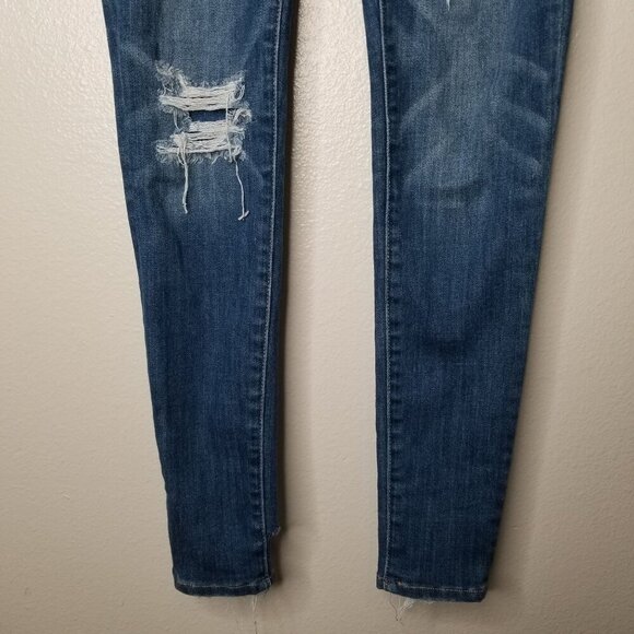 American Eagle Size 4 Mid Rise Jeggings Distressed Skinny Jeans Super Stretch X - Picture 3 of 9